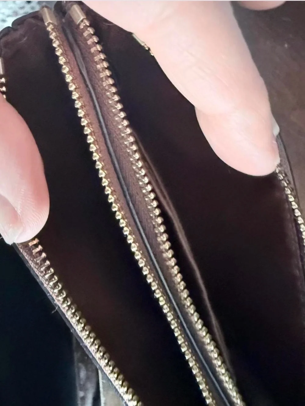 Coach Pebbled Leather Wristlet Clutch - Taupe Brown with Gold Logo